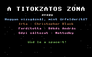 A Titokzatos Zóna Title Screenshot