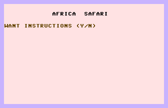 Africa Safari Title Screenshot