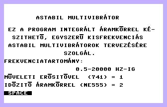 Astabil Multivibrátor Title Screenshot