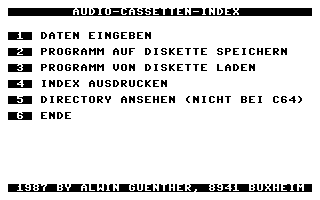 Audio-Cassetten-Index Screenshot