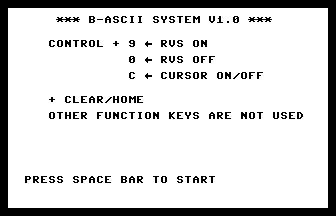 B-Ascii System V1.0 Title Screenshot
