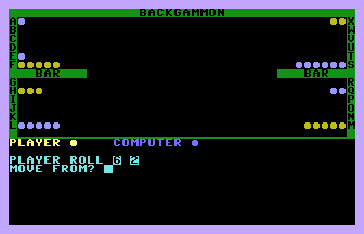Backgammon (Compute!'s Gazette) Screenshot