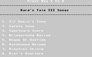 Bard's Tale III Songs Screenshot