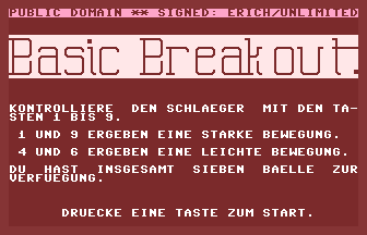 Basic Breakout Title Screenshot