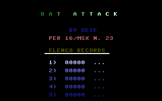 Bat Attack (NTSC) Title Screenshot