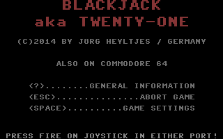 Blackjack aka Twenty-One Title Screenshot