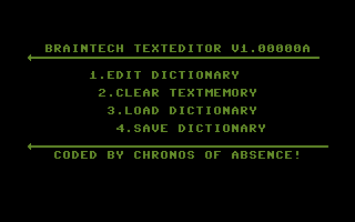 Braintech Dictionary Editor Title Screenshot