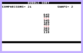 Bubble Sort (100 Programs For The Commodore 16) Screenshot