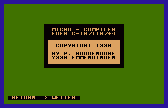 C16/C116/Plus4 Micro-BASIC-Compiler Screenshot