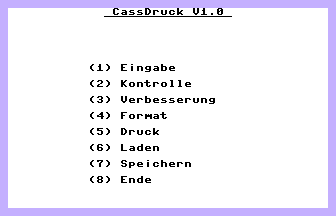 CassDruck V1.0 Title Screenshot