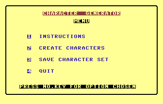 Character Generator Title Screenshot