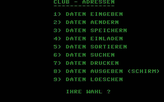 Club-Adressen Screenshot
