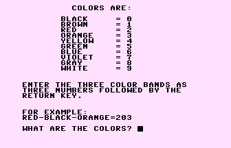 Color Codes for Resistors Screenshot