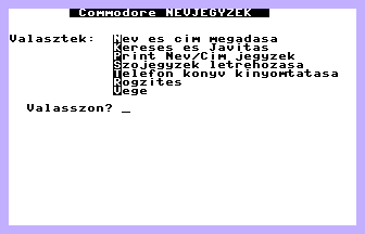 Commodore Névjegyzék