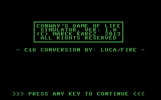 Conway's Game Of Life Title Screenshot