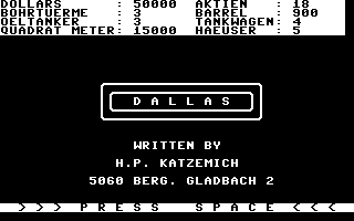 Dallas (Commodore Welt) Title Screenshot