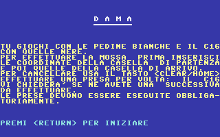 Dama (Super Commodore) Title Screenshot