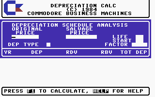 Depreciation Calc Screenshot