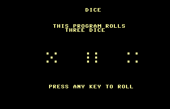 Dice (100 Programs For The Commodore 16) Screenshot