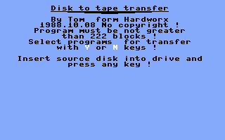 Disk To Tape Transfer Screenshot