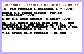 Diskettenhuelle Fuer CBM & Kompatible Screenshot