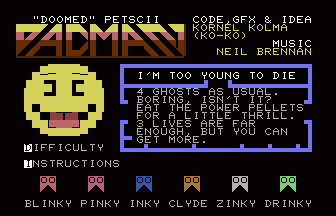 Doomed PETSCII Pacman Title Screenshot