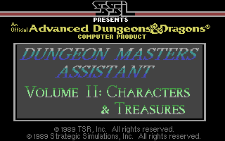 Dungeon Master Assistant Volume II: Characters & Treasures Title Screenshot
