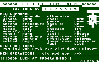 Elite+ V1.0 Title Screenshot