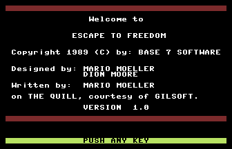 Escape To Freedom Title Screenshot