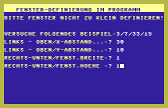 Fenster-Definierung Im Programm Screenshot