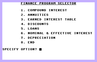 Finances Title Screenshot