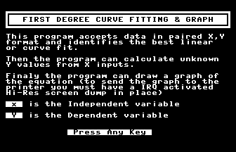 First Degree Curve Fitting & Graph Title Screenshot