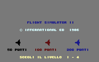 Flight Simulator II (C16/MSX 9) Title Screenshot