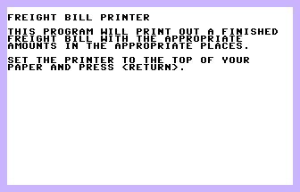 Freight Bill Printer Screenshot