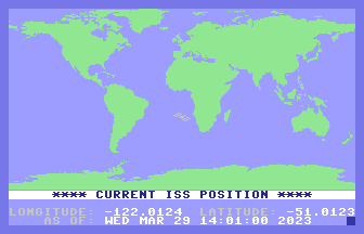 FujiNet ISS Tracker Map Screenshot