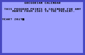 Gregorian Calendar Title Screenshot
