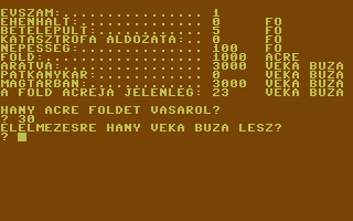 Hamurabi (Hungarian) Screenshot
