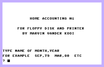 Home Accounting Input Screenshot