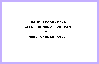 Home Accounting Summary Title Screenshot