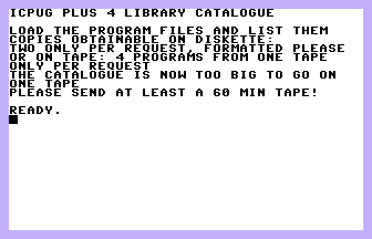 ICPUG Plus/4 Library Catalogue Screenshot