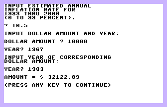 Inflation Calculator Screenshot