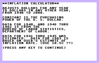 Inflation Calculator Title Screenshot