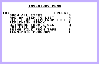 Inventory Control Screenshot
