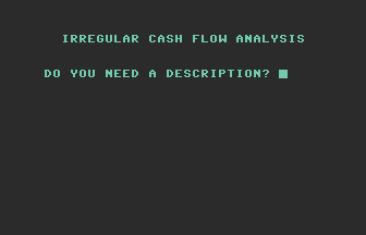 Irregular Cash Flow Analysis Title Screenshot