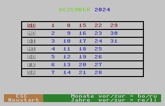 Jahreskalender Screenshot