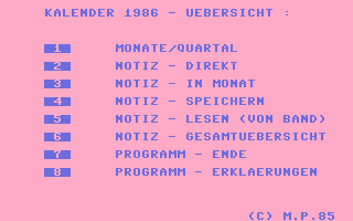 Kalender 1986 Screenshot