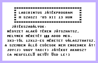 Kis Labirintus Title Screenshot