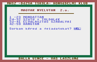 Magyar Nyelvtan 2. osztály Title Screenshot