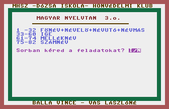 Magyar Nyelvtan 3. osztály Title Screenshot