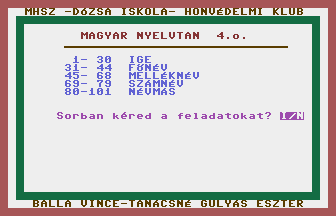 Magyar Nyelvtan 4. osztály (1. rész) Title Screenshot
